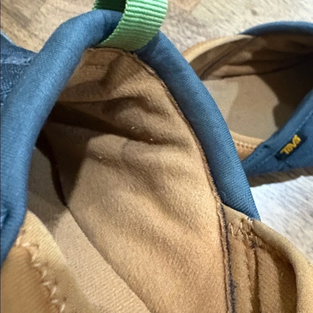 TEVA Kids Quilted Moccasin Clog Slippers Blue Green Casual Big Kid Shoes Size 6?